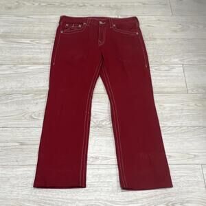 Straight Fit True Religion Men's Red Cotton Jeans SIZE 33X30 $198